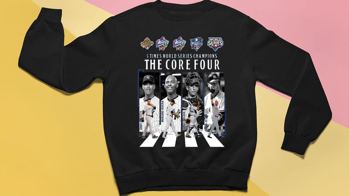 New York Yankees 5 Times World Series Champions The Core Four t-shirt 2 New York Yankees 5 Times World Series Champions The Core Four t-shirt 3