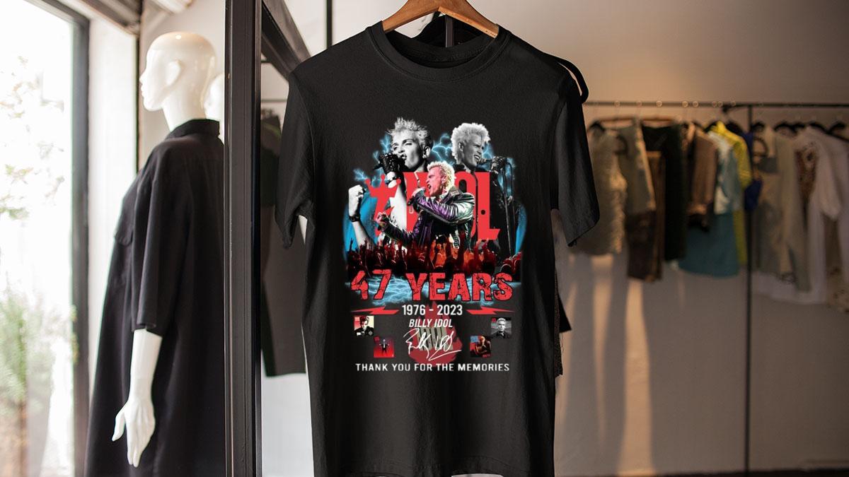 Billy Idol 47 years 1976-2023 thank you for the memories signature t-shirt