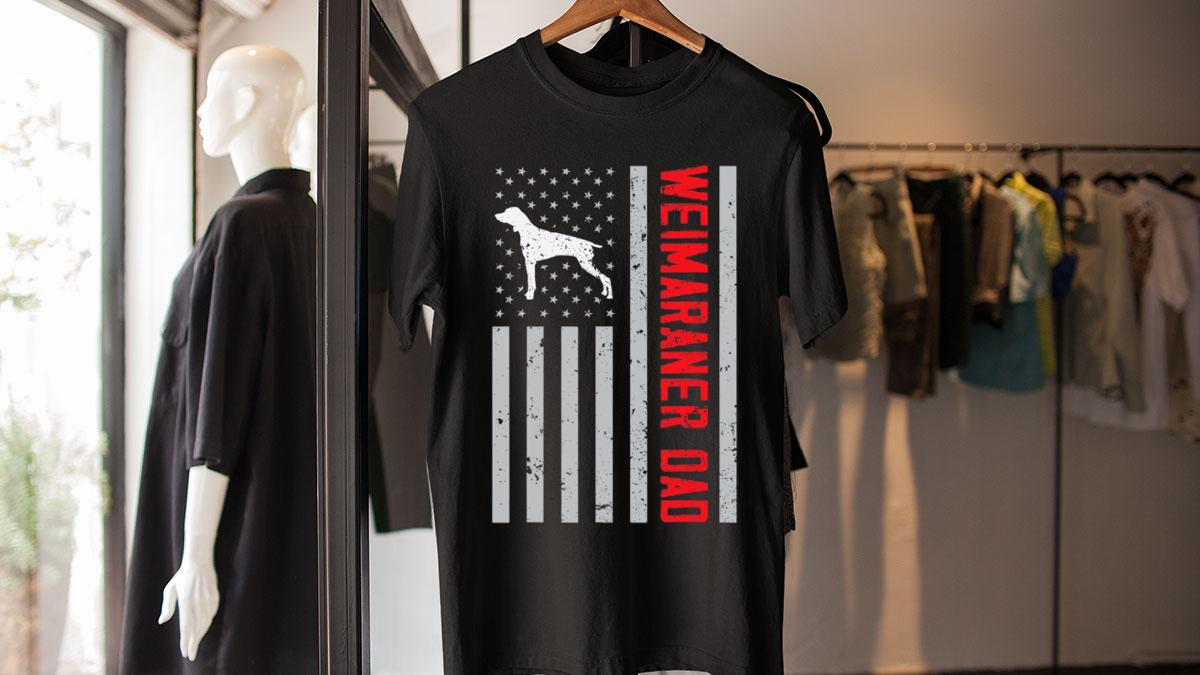 American Flag Weimaraner Dad Gift Patriotic Weim Dog Dad t-shirt