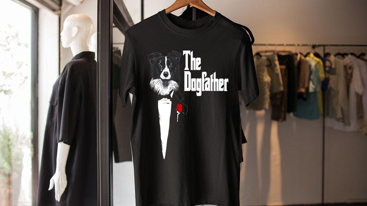 Border Collie Dad The Dogfather Dog Parody t-shirt