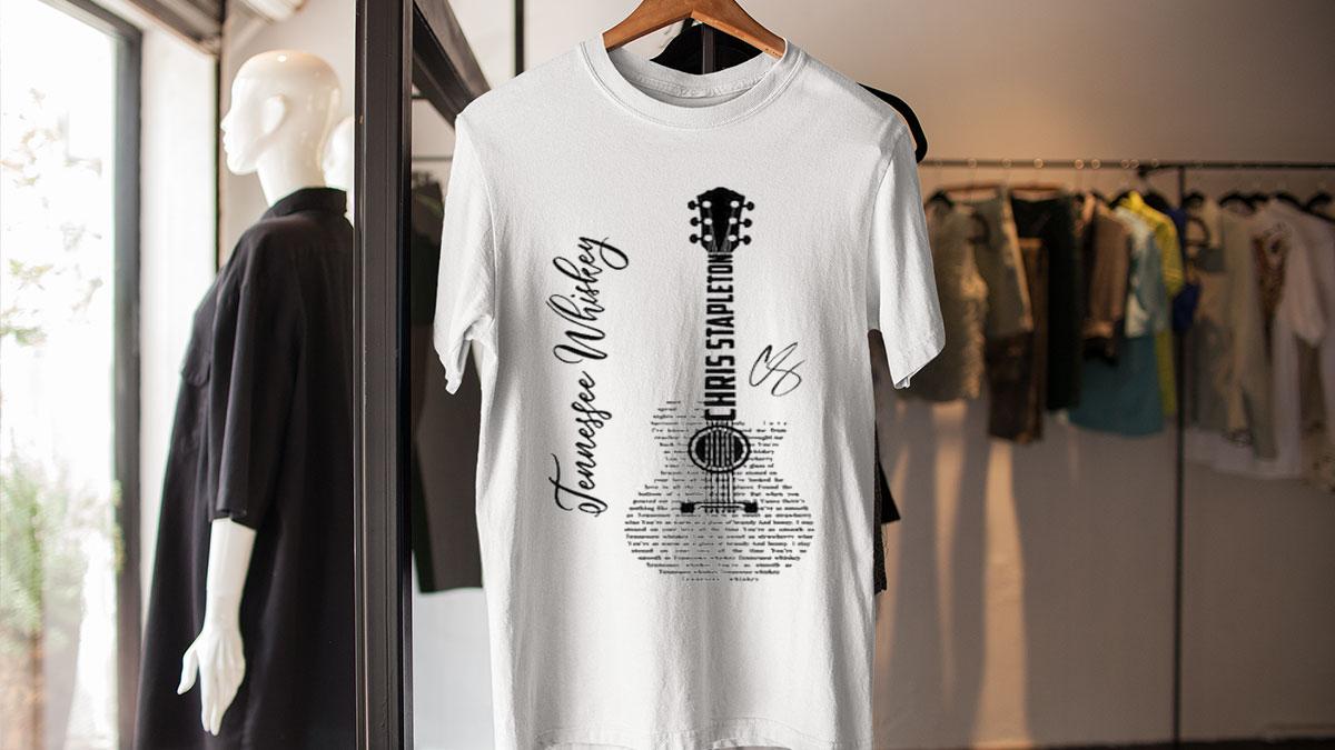 Chris Stapleton Tennessee Whiskey Lyric Guitar Typography Signature t-shirt