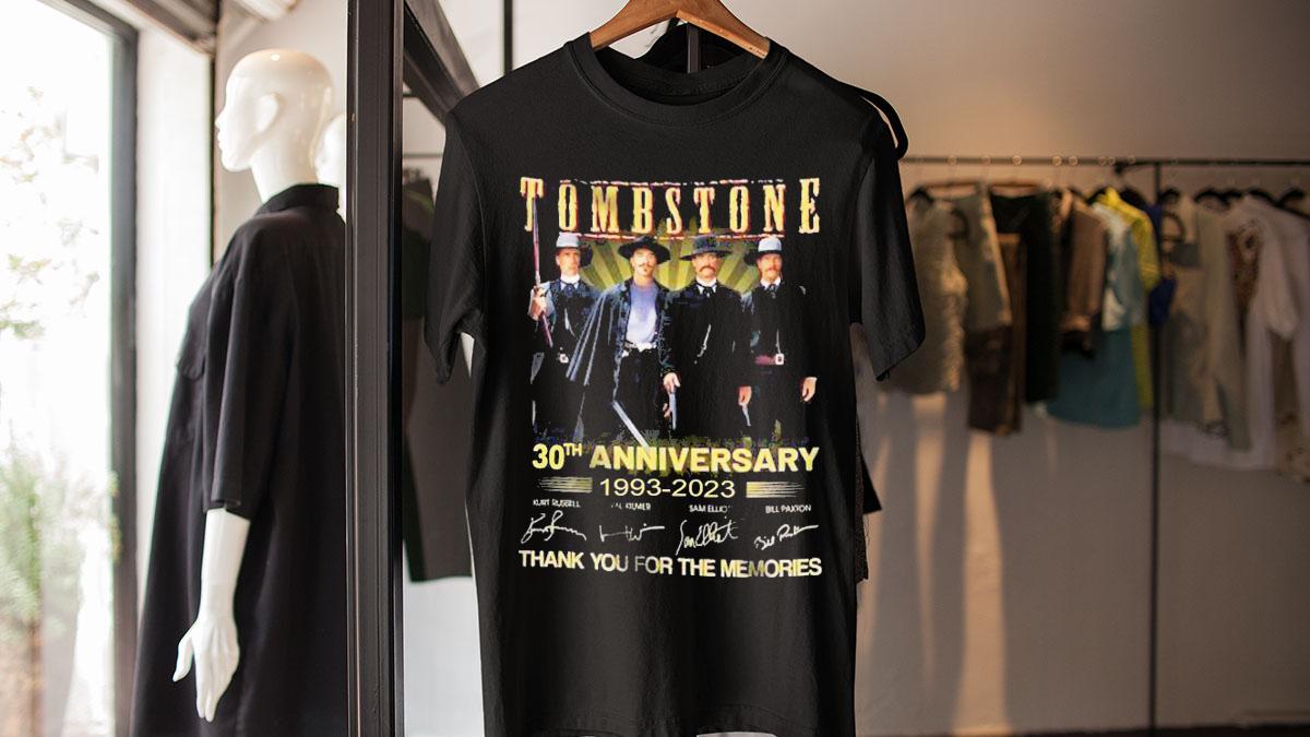 Tombstone 30th anniversary 1993-2023 thank you for the memories signature t-shirt
