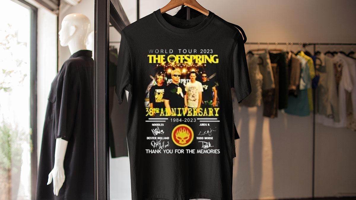 World Tour 2023 The Offspring 38th anniversary 1984-2023 thank you for the memories signature t-shirt