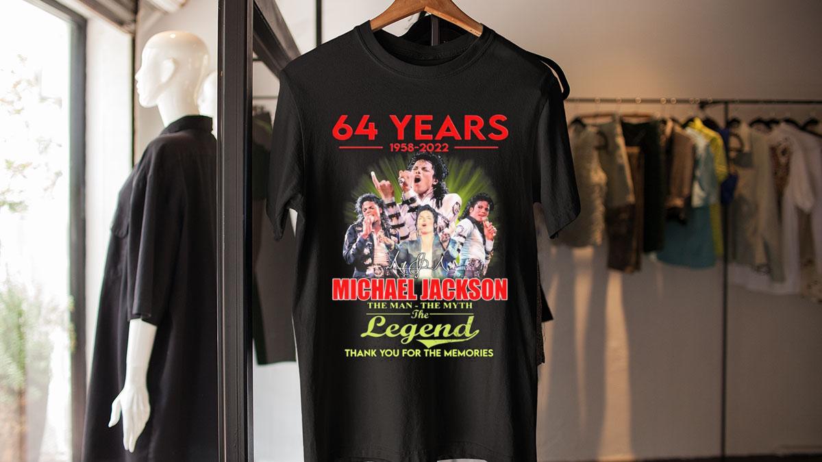 64 Years 1958 2022 Michael Jackson The Man The Myth The Legend Signature Thanks For The Memories t-shirt