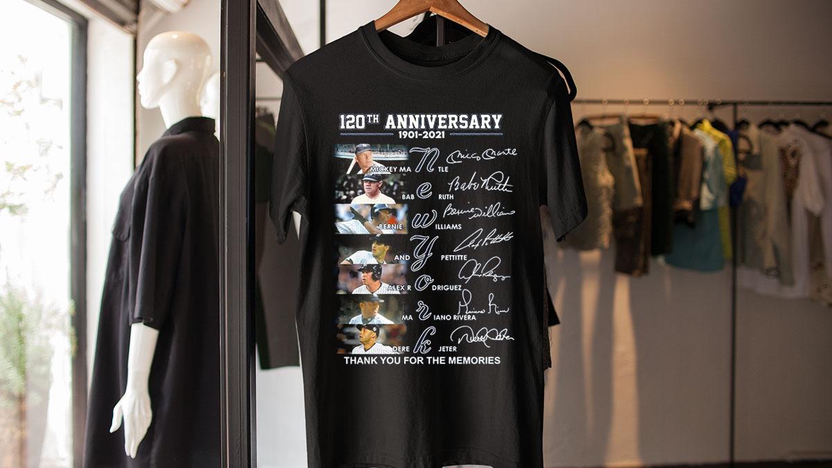 120th Anniversary New York Yankees Team Players Signature t-shirt