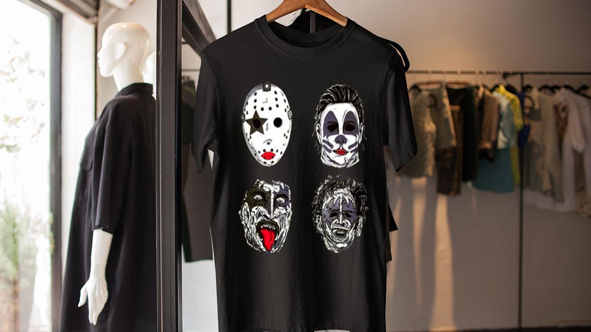 Kiss Band X Halloween Movies Characters t-shirt