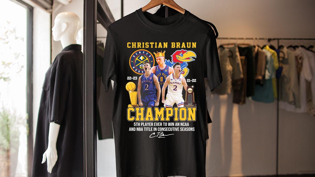 Christian Braun Denver Nuggets Kansas Jayhawks 5th Player Ever To Win An NCAA t-shirt