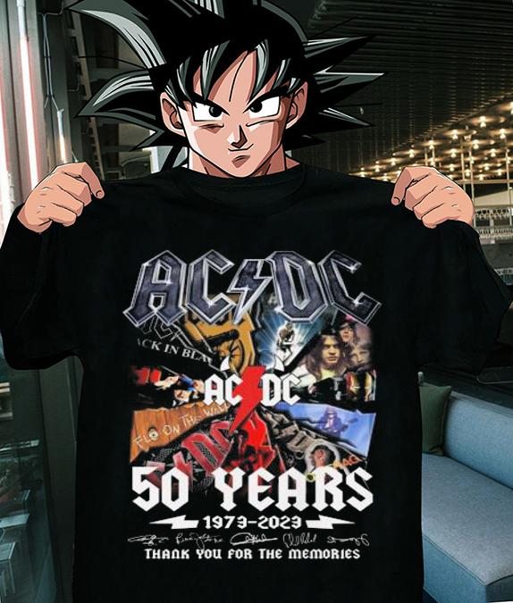 ACDC band 50 Years 1973-2023 Signature Thank You For The Memories t-shirt
