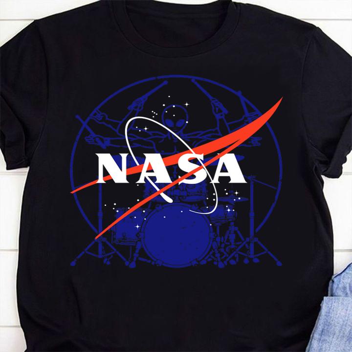 Alien Play Drummer Nasa Logo t-shirt 46 4thofjulyshirt News