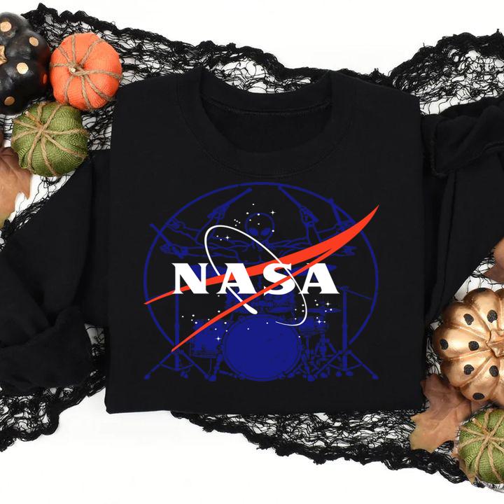 Alien Play Drummer Nasa Logo t-shirt