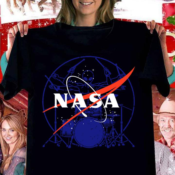 Alien Play Drummer Nasa Logo t-shirt