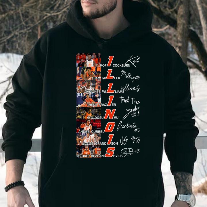 2021 Illinois Fighting Illini men's basketball Roster Signatures t-shirt