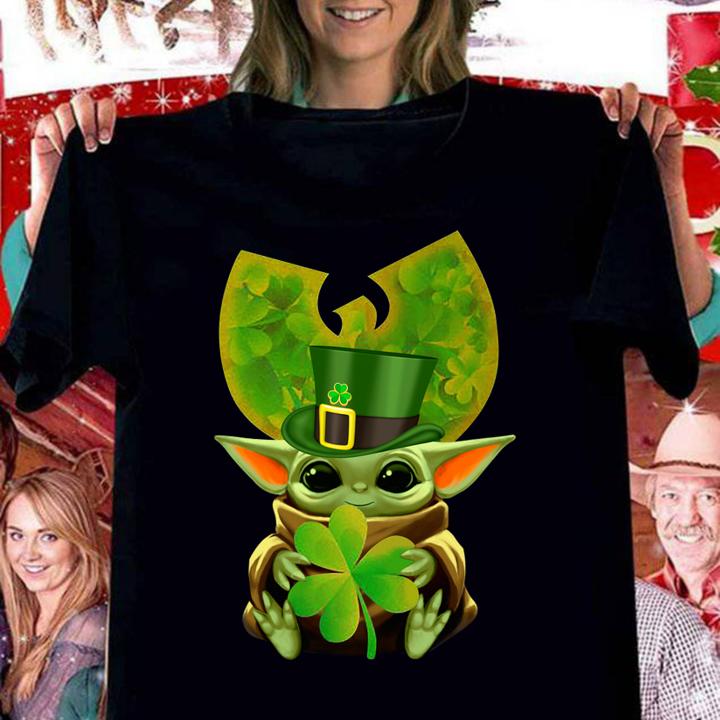 Baby Yoda Irish Wu Tang Logo Happy St Patricks Day t-shirt