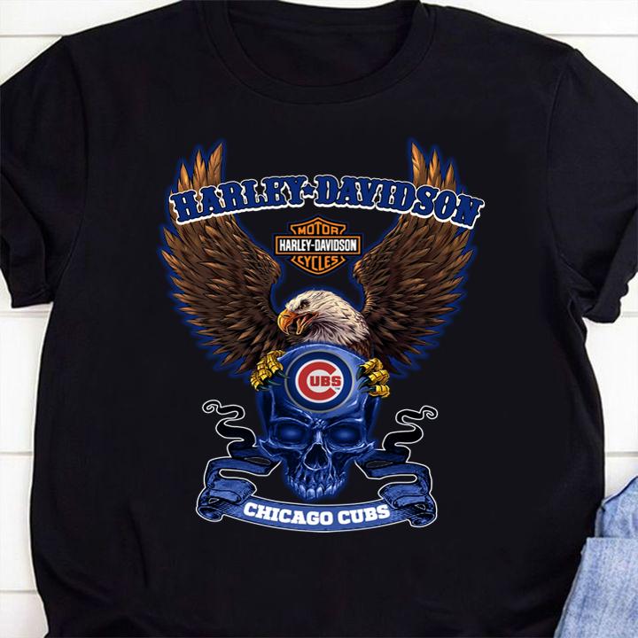 Harley Davidson Chicago Cubs, Harley Davidson Motocycles Agles Skull t-shirt 33 4thofjulyshirt News