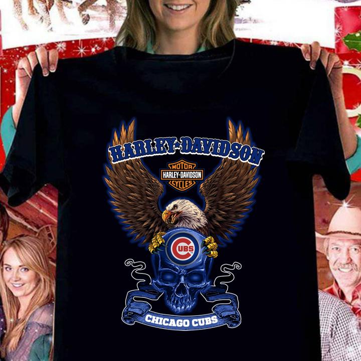 Harley Davidson Chicago Cubs, Harley Davidson Motocycles Agles Skull t-shirt