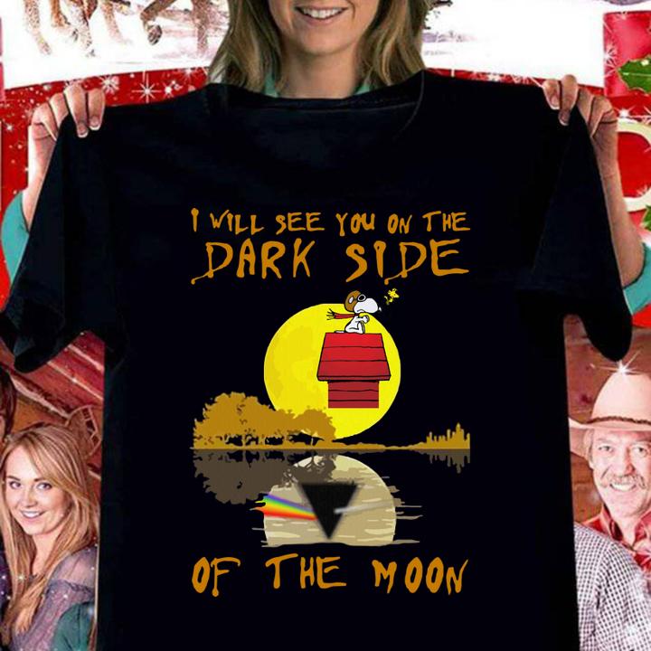 Snoopy Woodstock Pink Floyd I Will See You On The Dark Side Of The Moon t-shirt