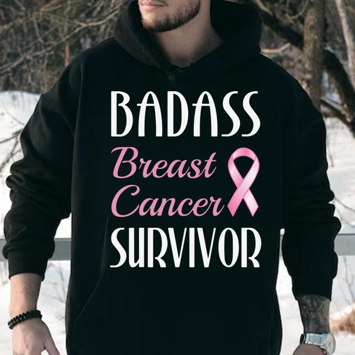 Badass Breast Cancer Survivor Pink Ribbon t-shirt