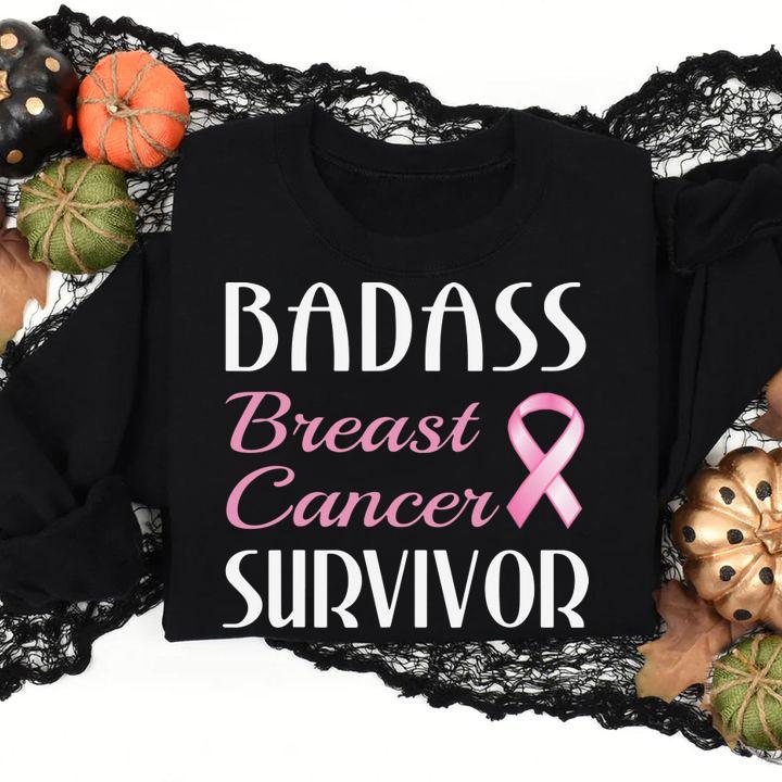 Badass Breast Cancer Survivor Pink Ribbon t-shirt
