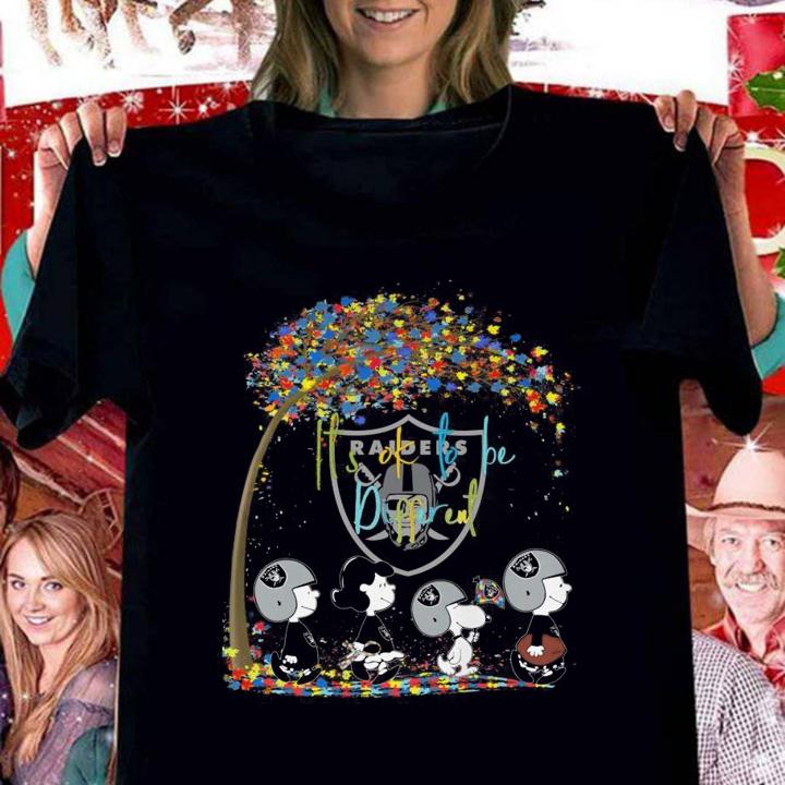 Las Vegas Raiders Peanuts Snoopy Autism Awareness its ok to be different t-shirt