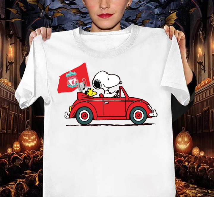 Snoopy Driving Car Liverpool t-shirt