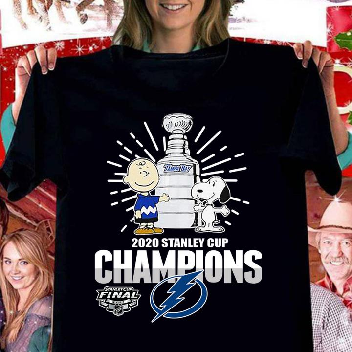 Charlie Brown And Snoopy Tampa Bay Lightning 2020 Stanley Cup Champions t-shirt