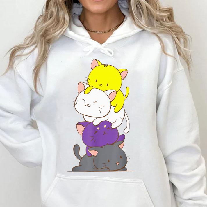 Kawaii Cat Pile LGBTq Non Binary Pride Flag Kittens t-shirt