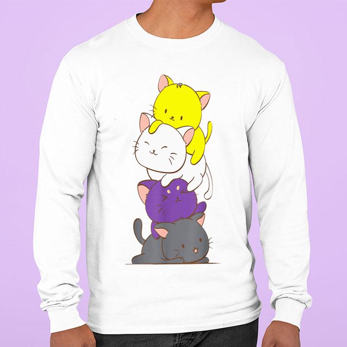 Kawaii Cat Pile LGBTq Non Binary Pride Flag Kittens t-shirt