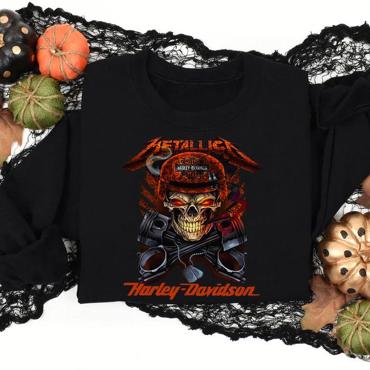 Piston Skull Metallica Harley Davidson t-shirt