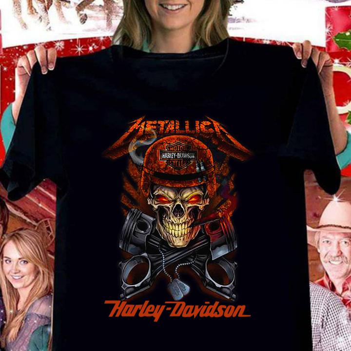 Piston Skull Metallica Harley Davidson t-shirt