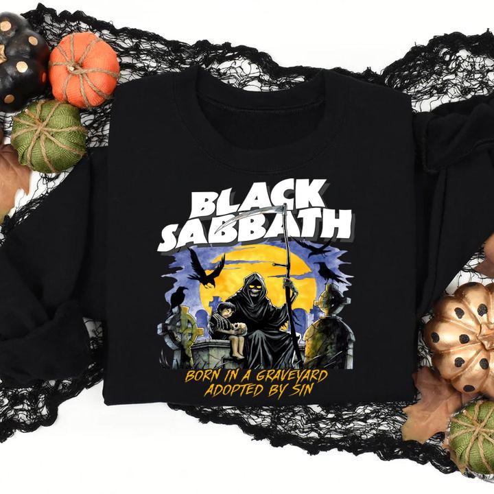Black Sabbath Born In A Graveyard Adopted By Sin t-shirt