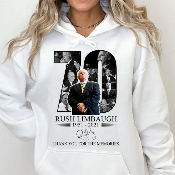 70 Years Rush Limbaugh 1951-2021 Signature Thank You For The Memories t-shirt