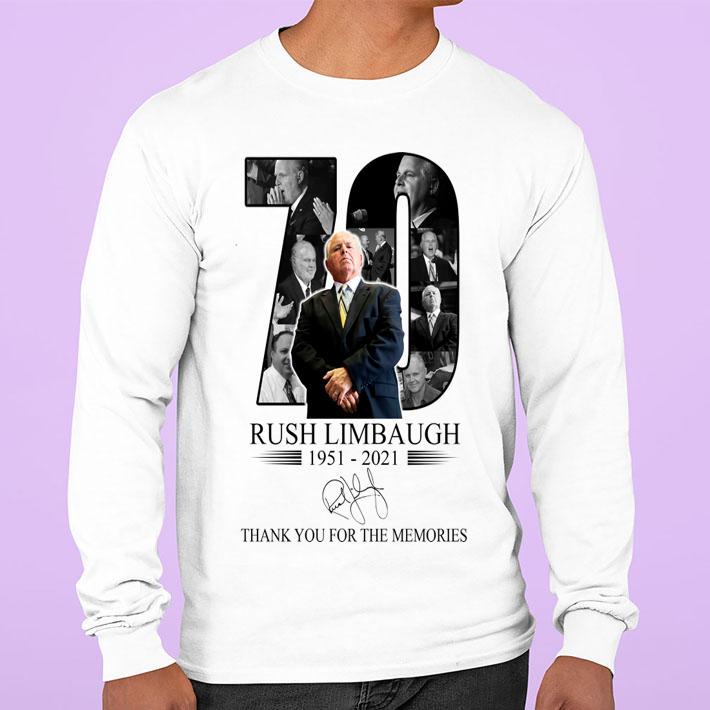 70 Years Rush Limbaugh 1951-2021 Signature Thank You For The Memories t-shirt