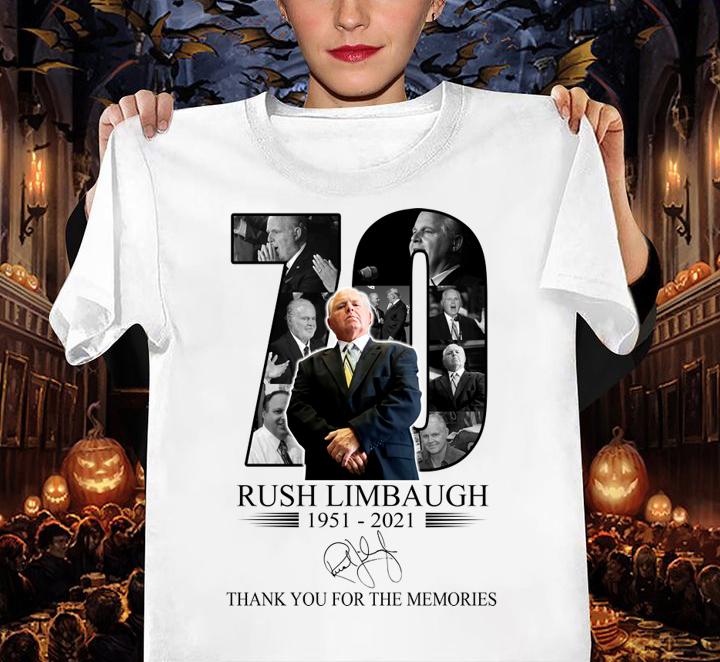 70 Years Rush Limbaugh 1951-2021 Signature Thank You For The Memories t-shirt