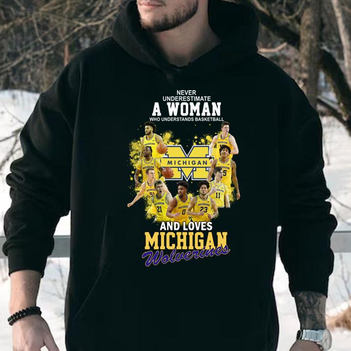 Never Underestimate A Woman Who Understands Basketball And Loves Michigan Wolverines t-shirt