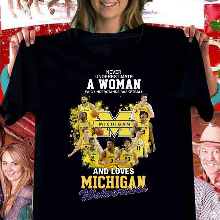 Never Underestimate A Woman Who Understands Basketball And Loves Michigan Wolverines t-shirt