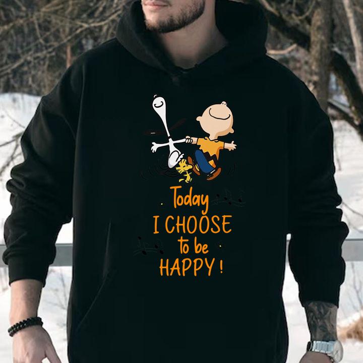Snoopy Charlie Brown Woodstock today i choose to be happy t-shirt