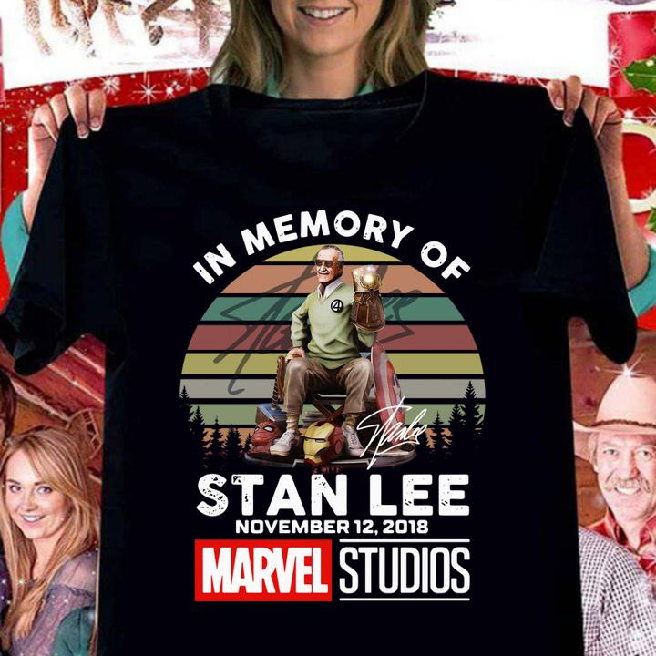 In memory of Stan Lee signature november 12 2018 Marvel Studios vintage sunset t-shirt