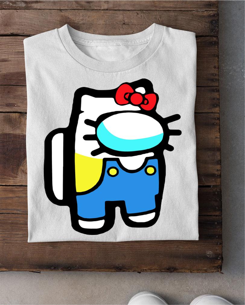 Hello Kitty Cat Crewmate Character Among Us Gaming t-shirt