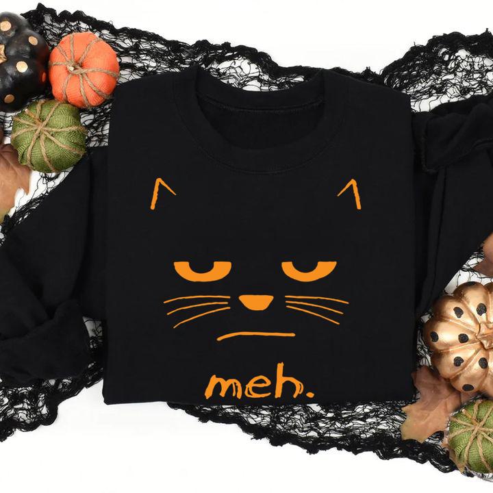 Awesome Halloween Cat Meh t-shirt