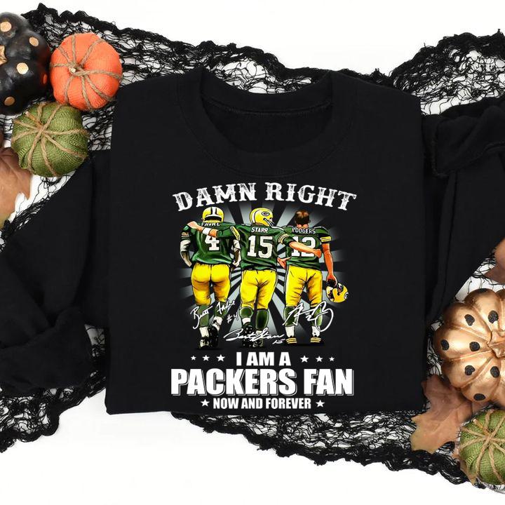 Championship Favre Starr Rodgers Damn Right I’m A Packers Fan Now And Forver t-shirt