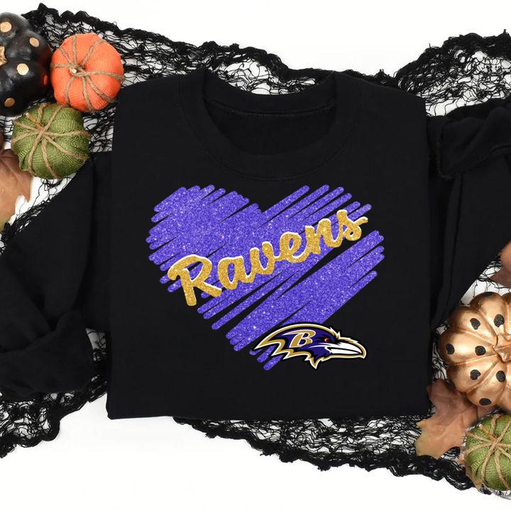 Hot Love baltimore ravens football team heart diamond t-shirt