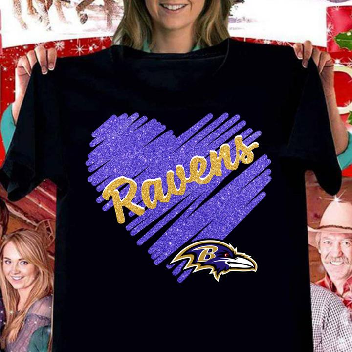 Hot Love baltimore ravens football team heart diamond t-shirt