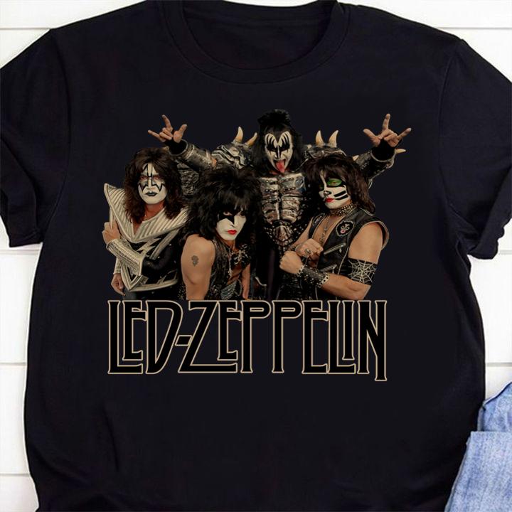 Led Zeppelin Kiss Funny Rock Band vintage worn look t-shirt 1 Clothing, Doctor Herotee News, Doctorherotee News