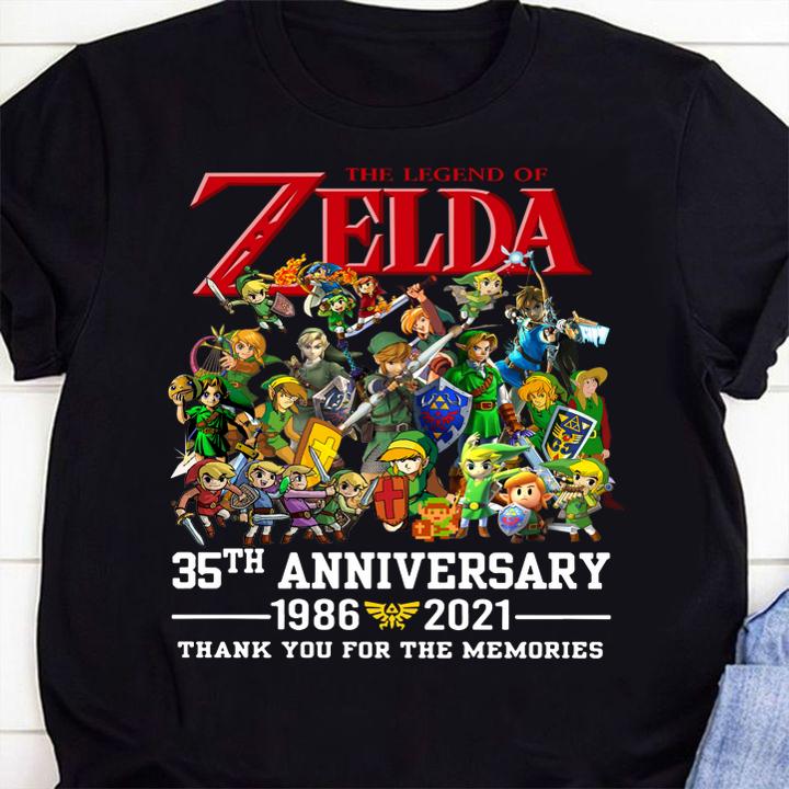 The Legend of Zelda 35th anniversary 1986-2021 thank you for the memories t-shirt 26 custom printed t-shirts