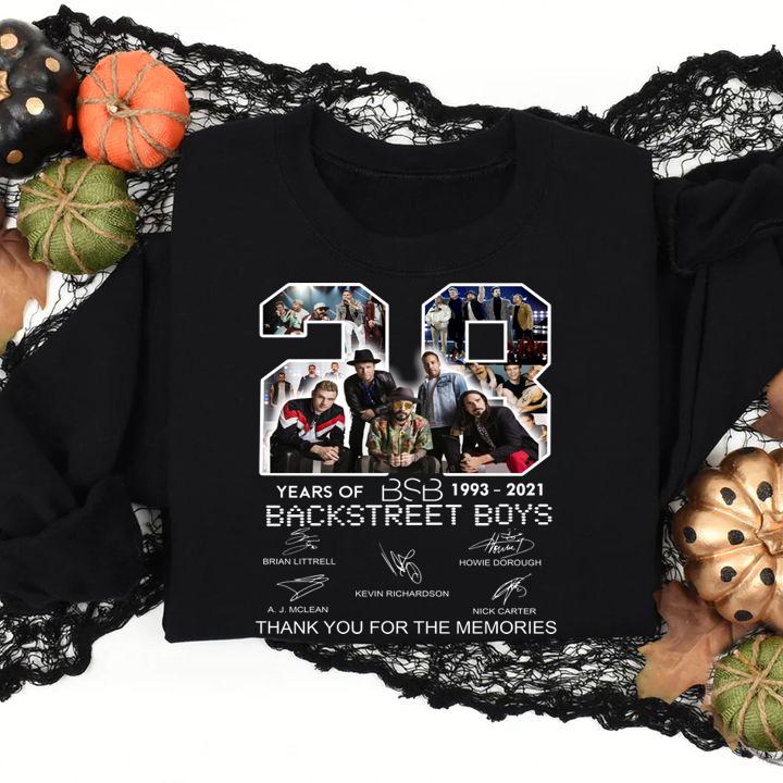 28 years of BSB 1993-2021 Backstreet Boys, thank you for the memories t-shirt