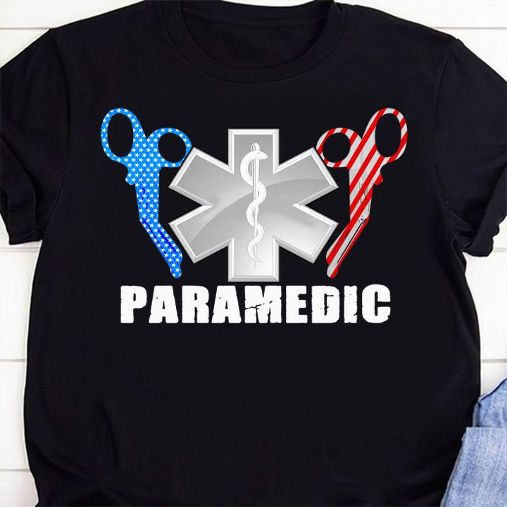Hot Paramedic Logo And Scissors American t-shirt 8 custom printed t-shirts