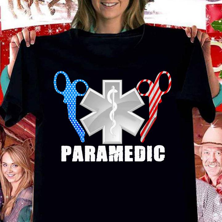 Hot Paramedic Logo And Scissors American t-shirt