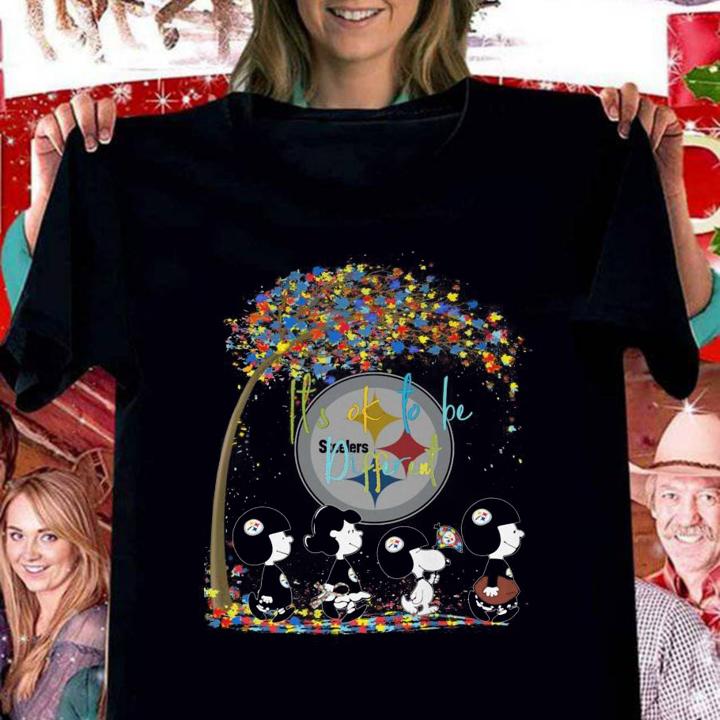 Pittsburgh Steelers Peanuts Snoopy Autism Awareness its ok to be different t-shirt