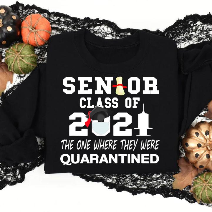 Class Of 2021 Senior The One Where They Quarantine Graduation Grad t-shirt