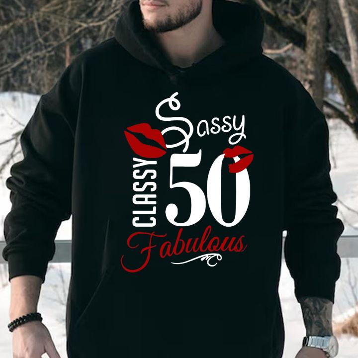 Red Lips Classy Sassy 50 Fabulous t-shirt